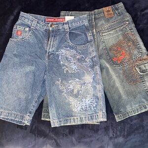 Vintage JNCO Jean Shorts LOT of (2) Dragon & Snake size 29